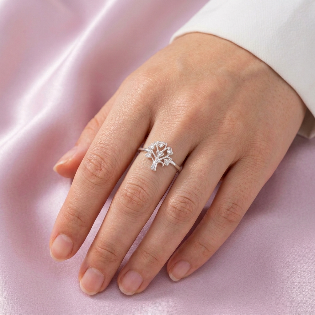Anillo de Plata .925  Árbol de la Abundancia con Zirconia mod. 3114