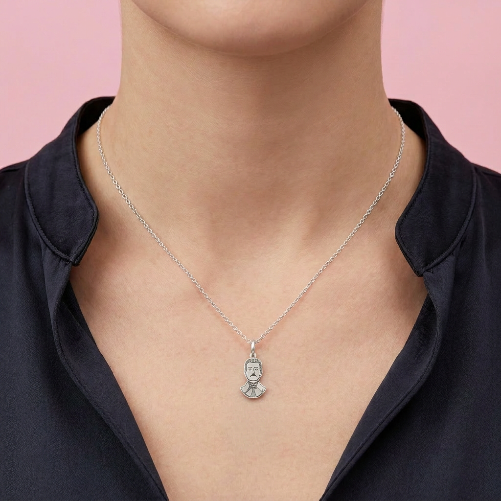 Dije de Plata .925 con Imagen de Malverde en Diseño Plano mod. 2558