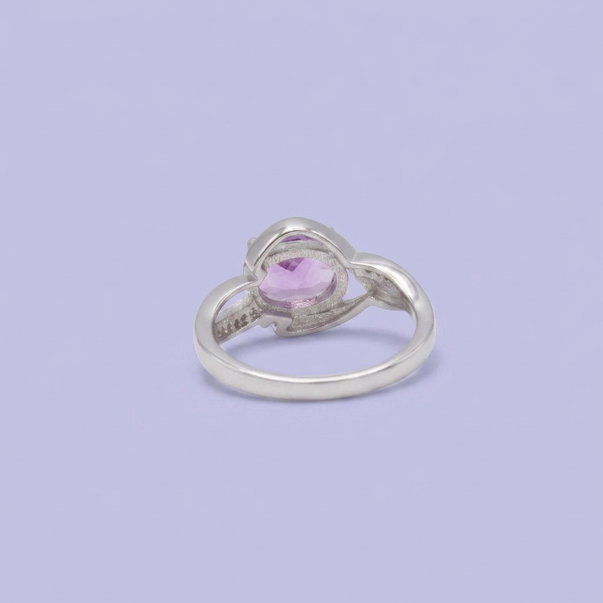 Coordinado de Plata .925  Con Detalle de Lineas Cruzadas con Zirconia Morada e Incrustación mod. 2956