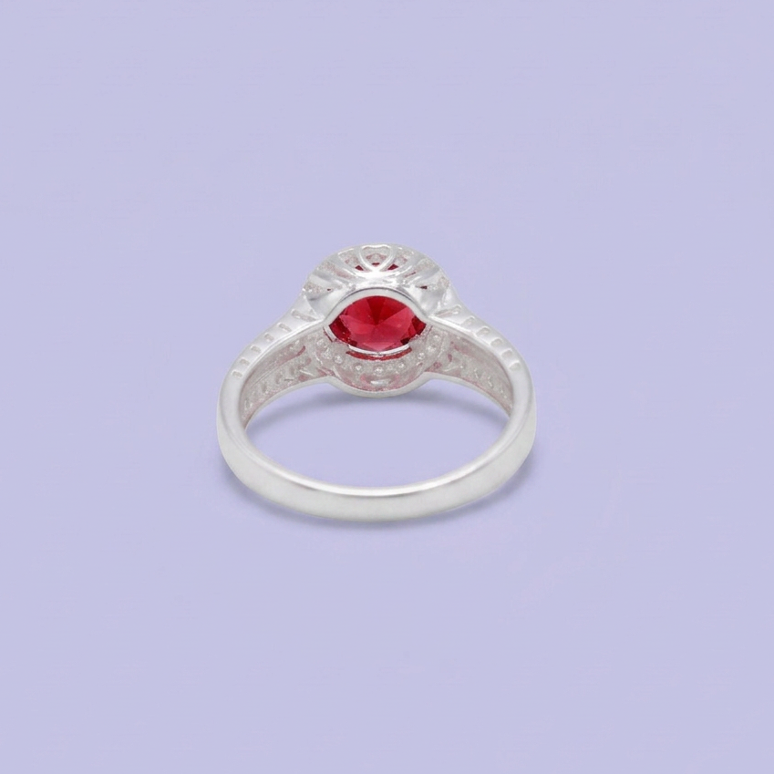 Anillo de Plata .925 Diseño Circular con Zirconia Color Rosa Mexicano y Laterales con Zirconia Blanca mod. 3105