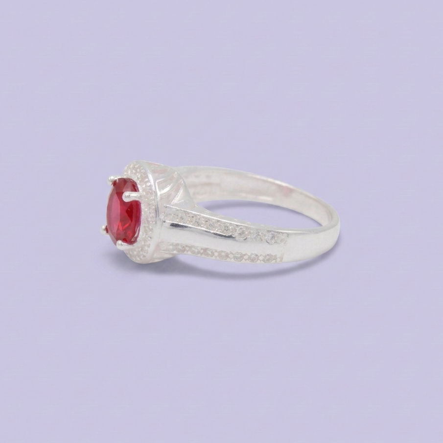 Anillo de Plata .925 Diseño Circular con Zirconia Color Rosa Mexicano y Laterales con Zirconia Blanca mod. 3105