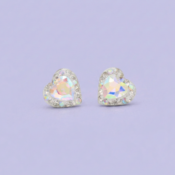 Arete de Plata .925. Corazón Blanco Elegante con Incrustación de Zirconias mod. 3166