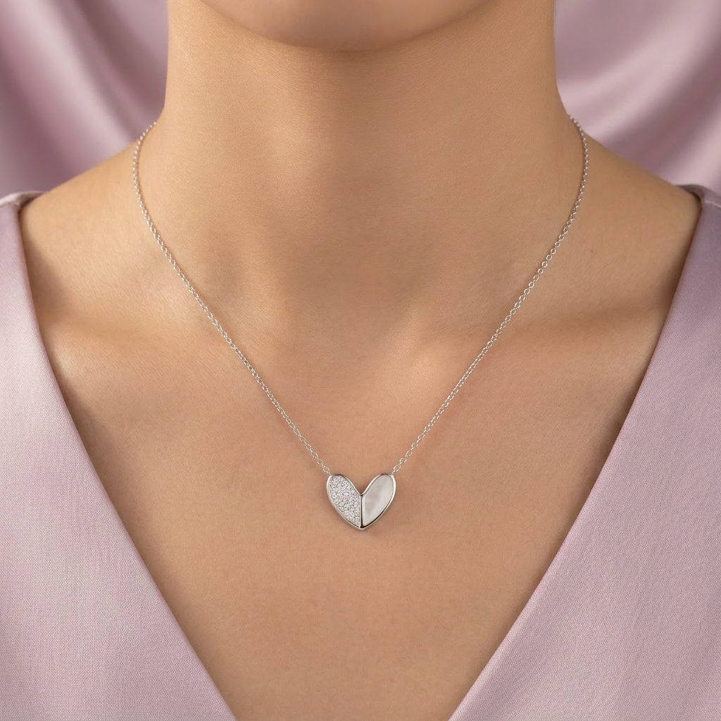 Gargantilla de Plata .925  Corazón Elegante con Zirconias mod. 2613