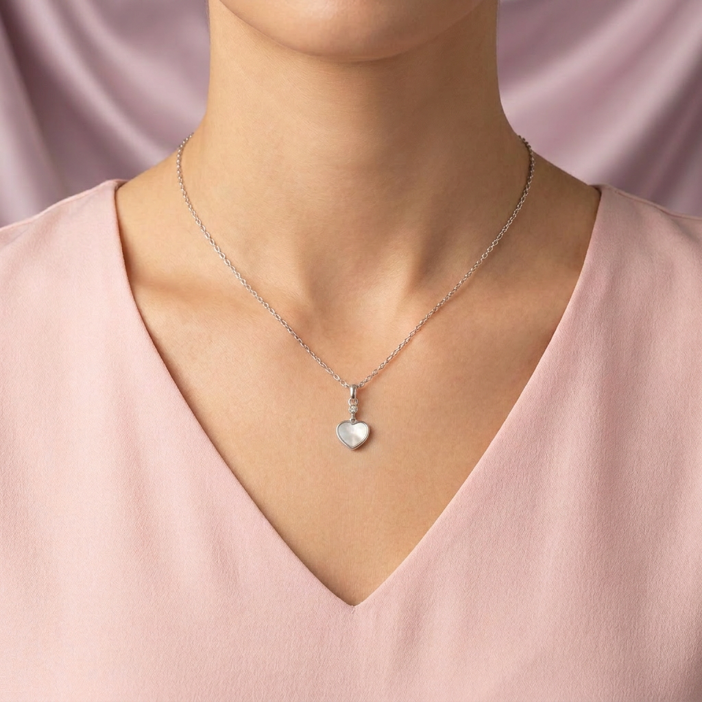 Gargantilla de Plata .925 Corazón de Madre Perla mod. 2439