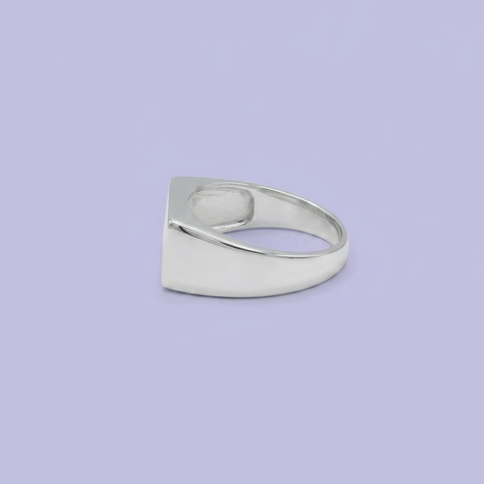 Anillo de Plata .925 Diseño Cuadricular con Esmalte Oscuro y Zirconias mod. 2669