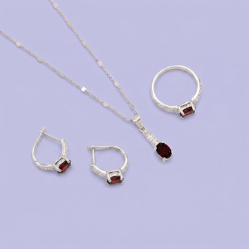 Coordinado de Plata .925 Con Diseño Elegante Alargado Vino y Zirconia mod. 2950