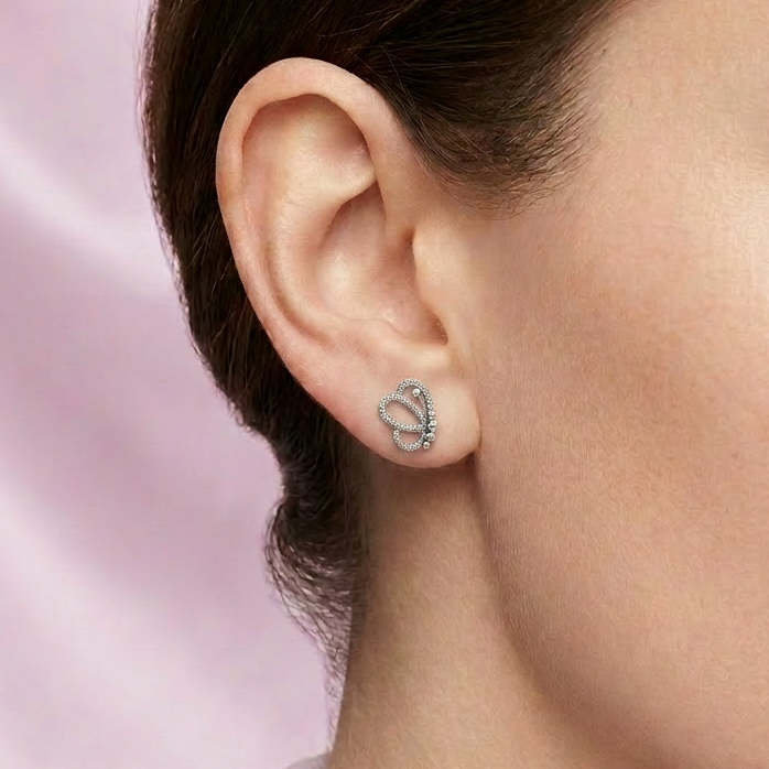 Arete de Plata .925 Mariposa Incrustada mod. 2401