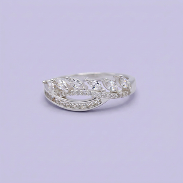 Anillo de Plata .925 con Diseño Rama y Linea Curva con Zirconia mod. 3095