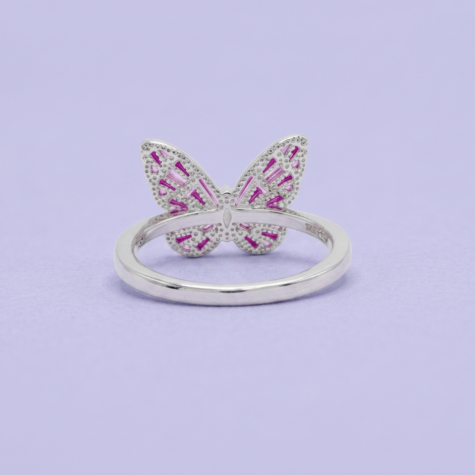 Anillo de Plata .9025 Diseño de Mariposa con Zirconia Fiusha mod. 2790