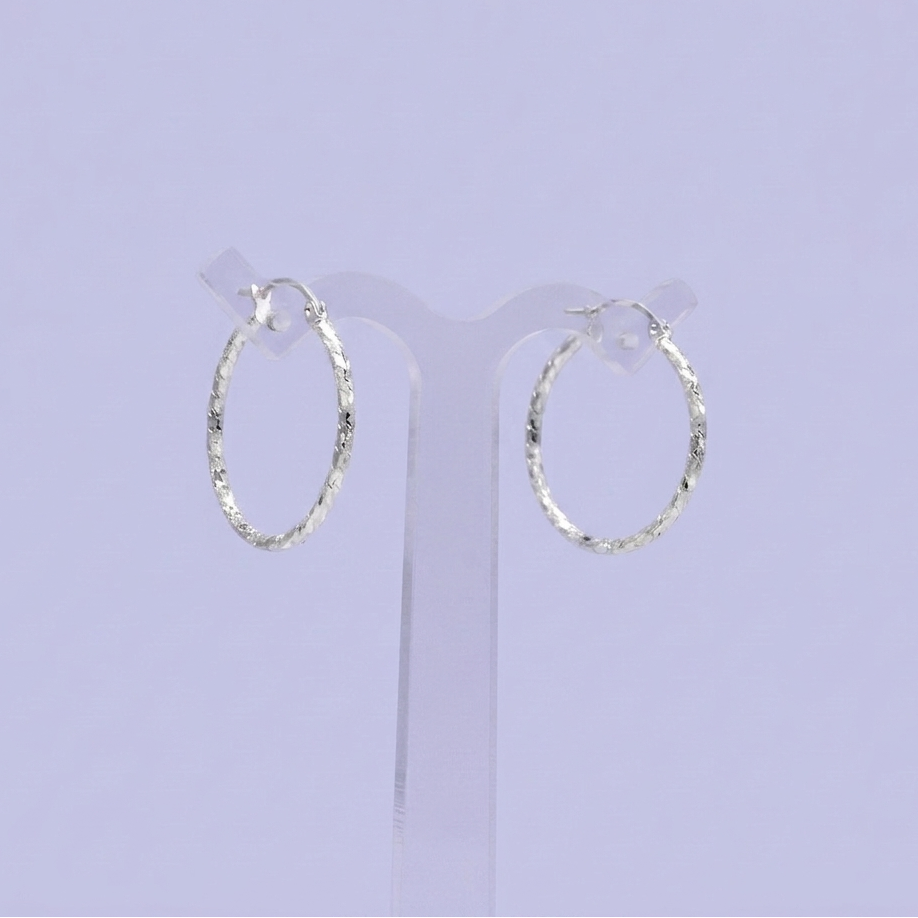 Arracada de Plata .925 Facetado Especial en Diseño Hueco Brillante y Mediano mod. 2941