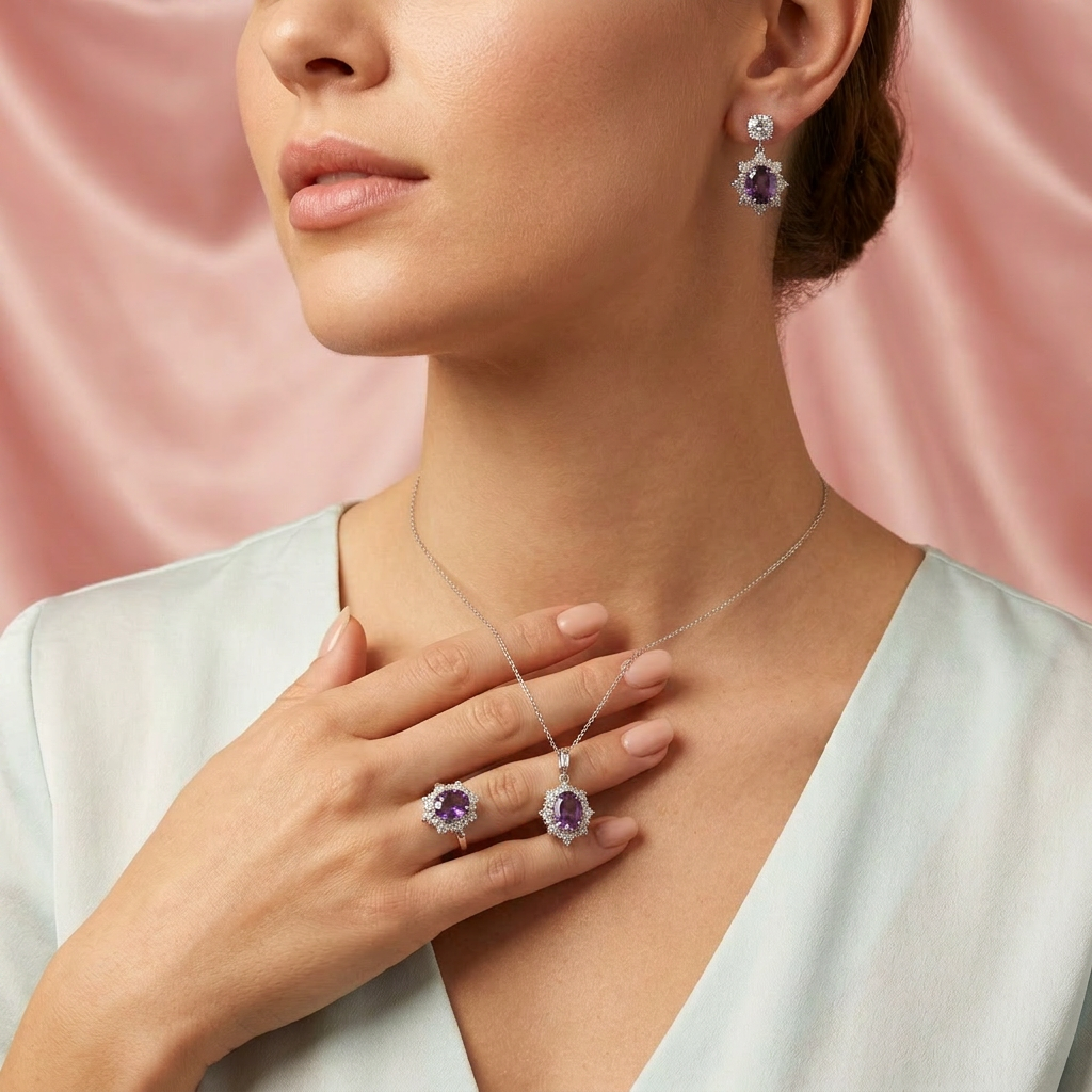 Coordinado de Plata .925 Sol Morado mod. 2763