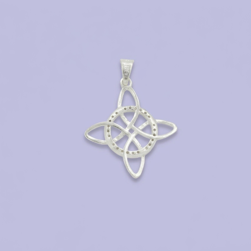 Dije de Plata .925 Nudo de Bruja con Zirconias mod. 2526