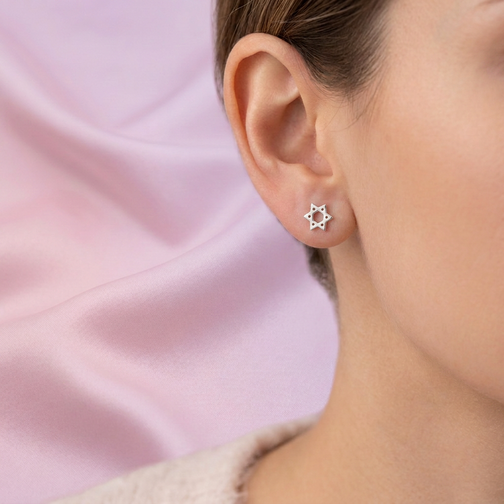 Arete de Plata .925 de Estrella de David mod. 2972
