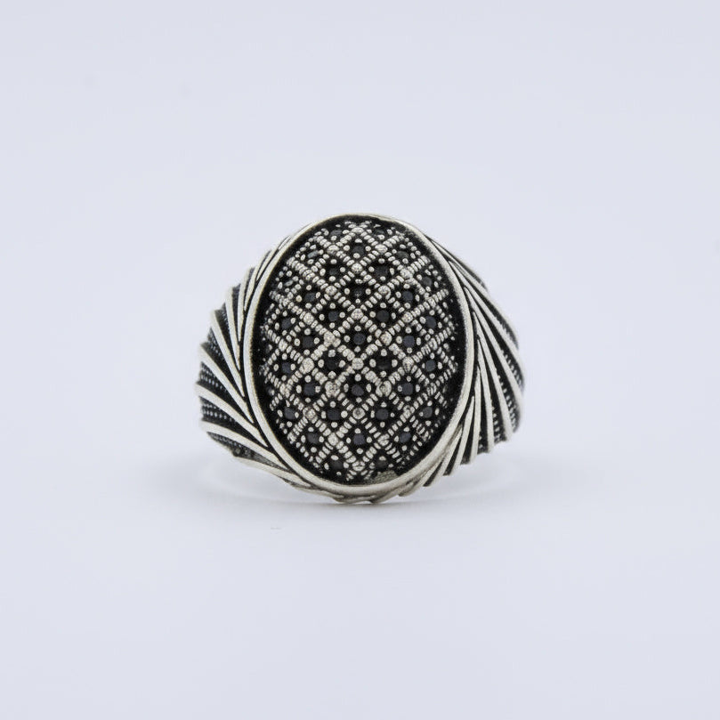 Anillo de Plata .925 Diseño Otomano con Incrustación de Zirconias 1486