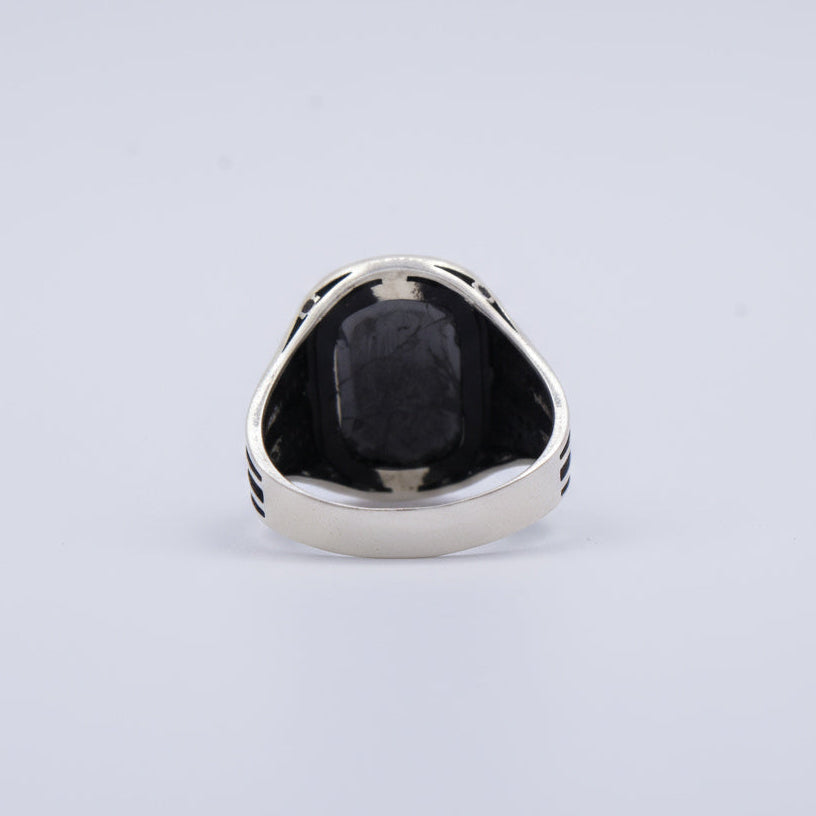 Anillo de Plata .925 Diseño Otomano con Incrustación de Ónix 1484