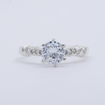 Anillo Solitario de Plata .925 con Zirconia Central y Laterales mod. 1502