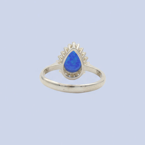 Anillo de Plata .925 con Diseño en Forma Gota Incrustado de Ópalo mod. 1500