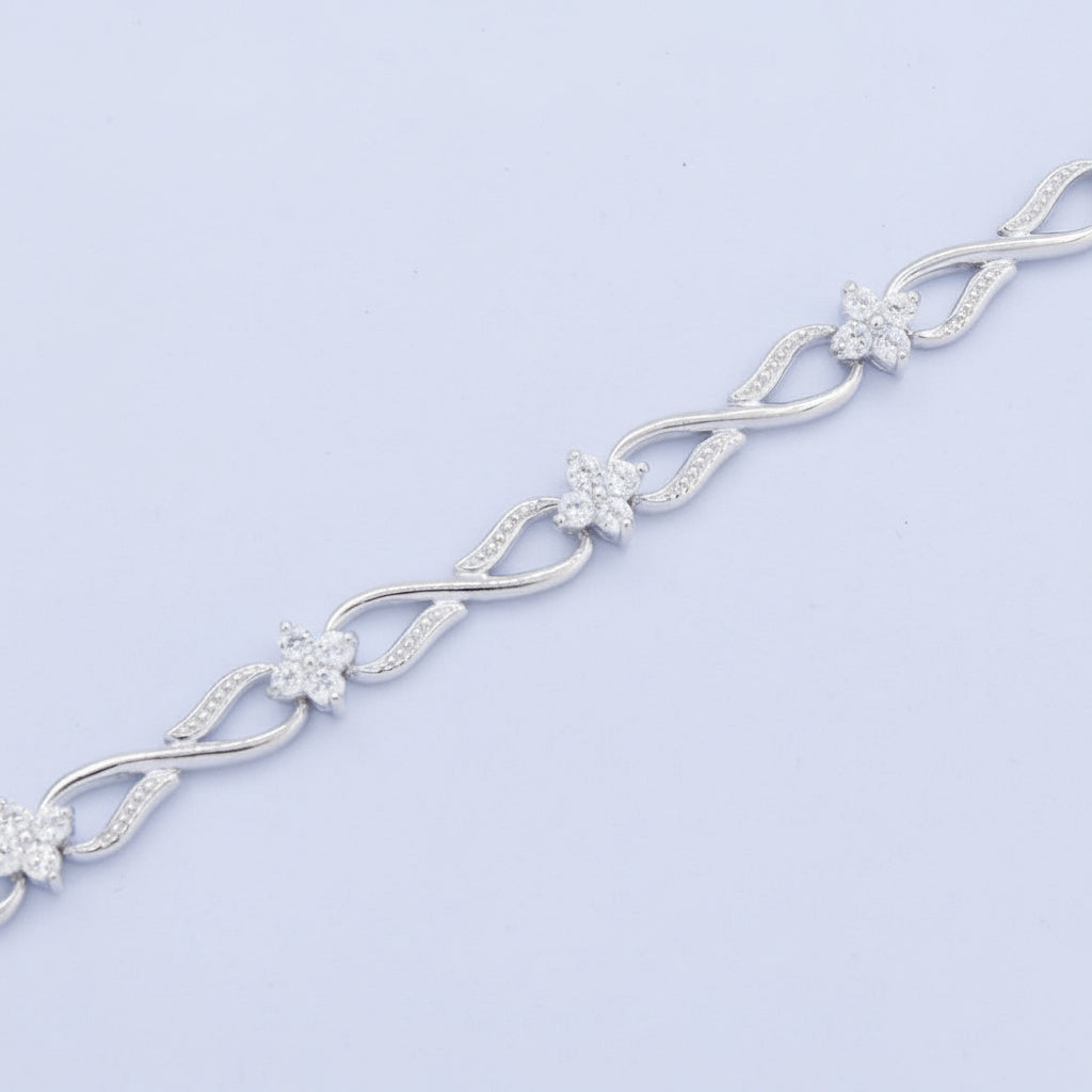 Pulsera de Plata .925 con Diseño de Infinito con Zirconias Incrustadas mod. 1507