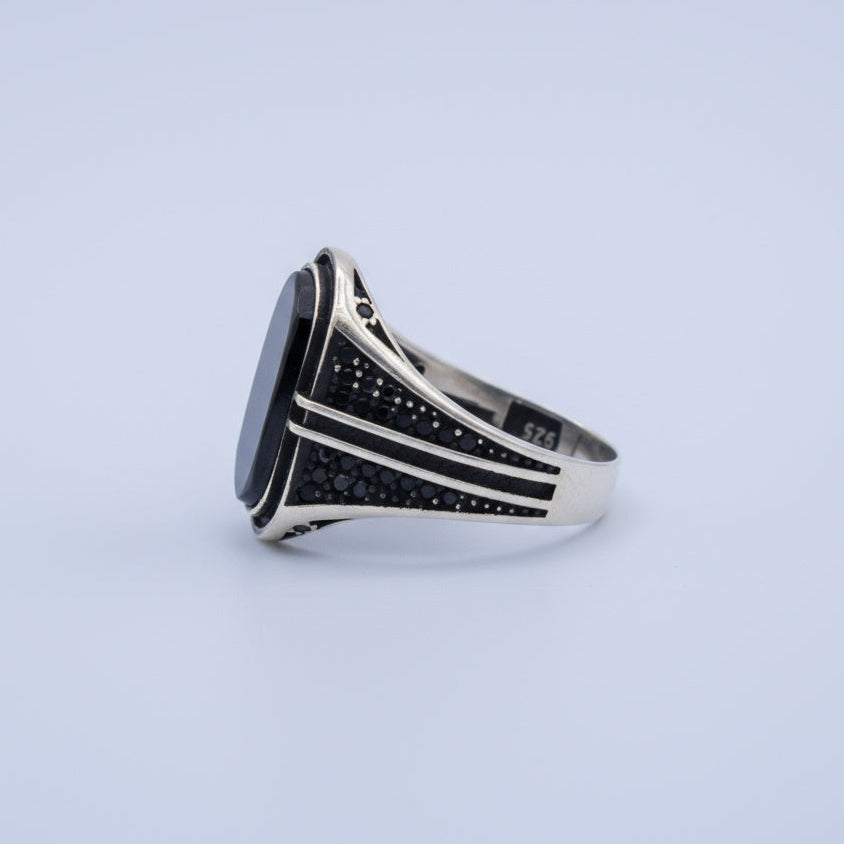 Anillo de Plata .925 Diseño Otomano con Incrustación de Ónix 1484