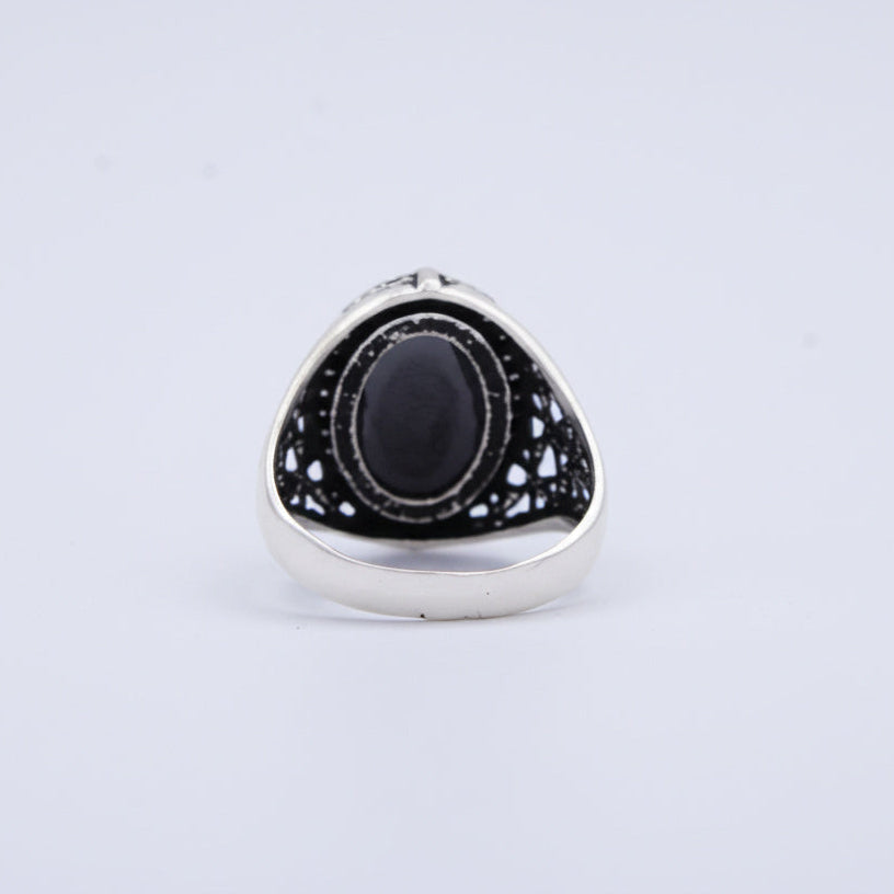 Anillo de Plata .925 Diseño Otomano con Incrustación de Ónix 1485