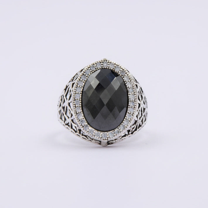 Anillo de Plata .925 Diseño Otomano con Incrustación de Ónix 1485