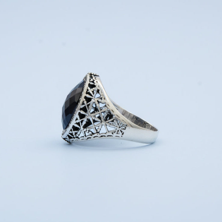 Anillo de Plata .925 Diseño Otomano con Incrustación de Ónix 1485
