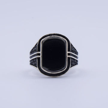 Anillo de Plata .925 Diseño Otomano con Incrustación de Ónix 1484