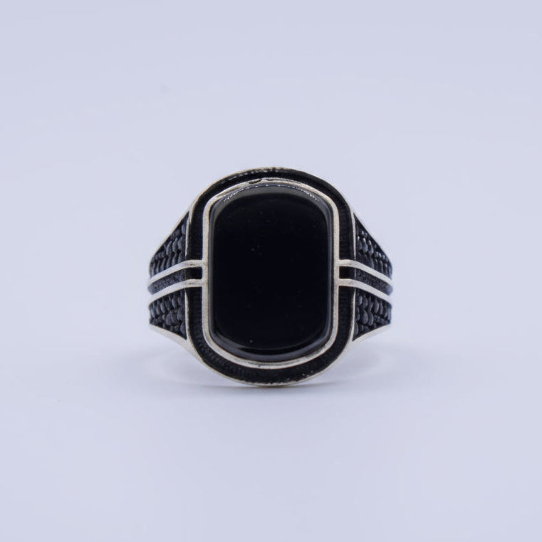 Anillo de Plata .925 Diseño Otomano con Incrustación de Ónix 1484