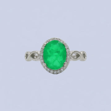 Anillo de Plata .925 con Diseño en Forma Oval Incrustado de Turmalina mod. 1494