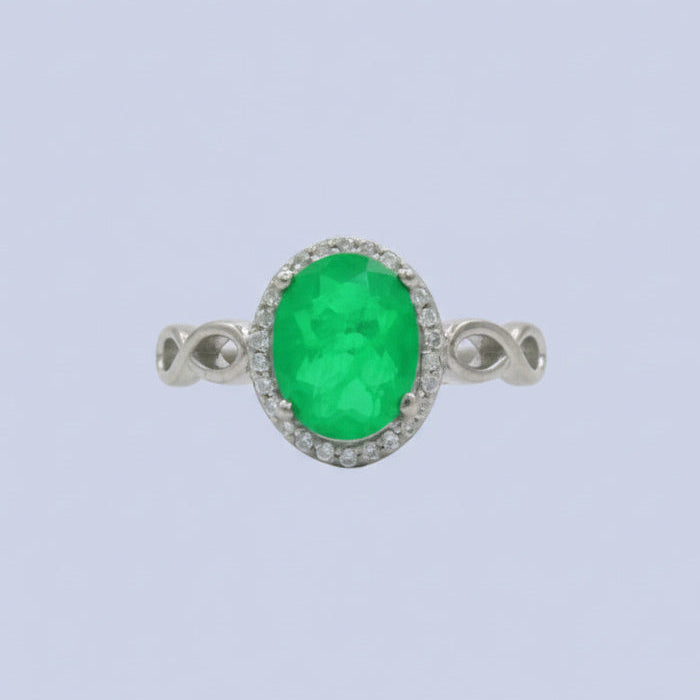 Anillo de Plata .925 con Diseño en Forma Oval Incrustado de Turmalina mod. 1494