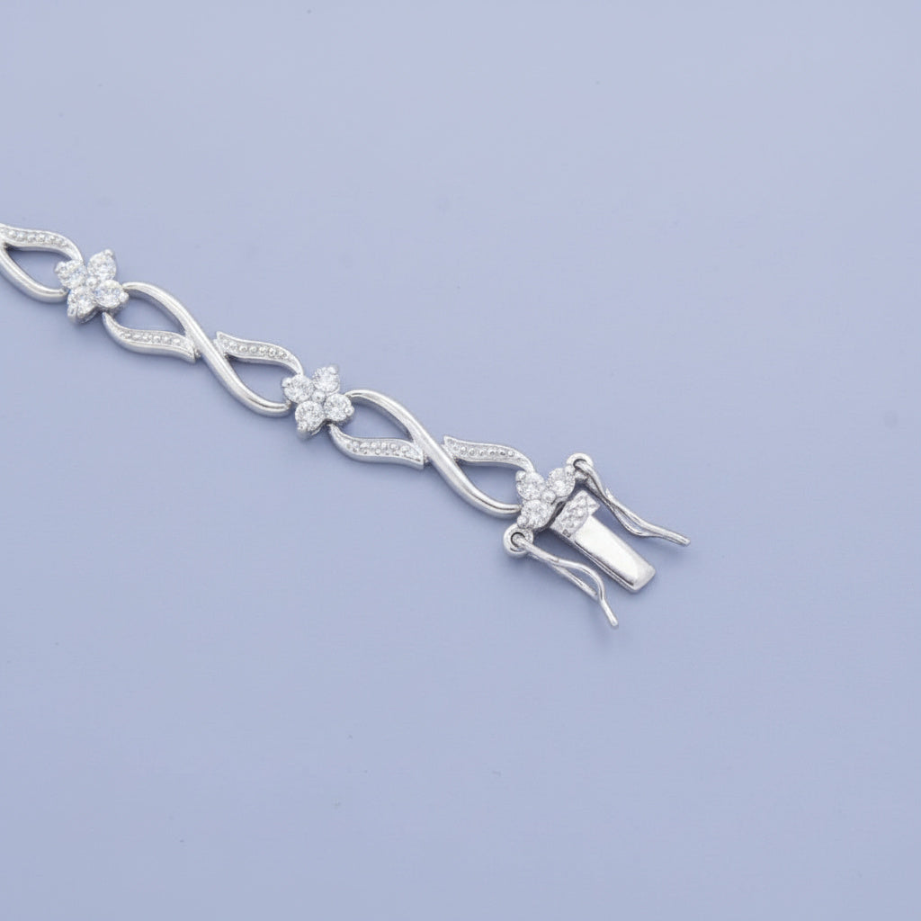 Pulsera de Plata .925 con Diseño de Infinito con Zirconias Incrustadas mod. 1507
