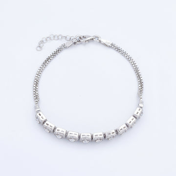 Pulsera de Plata .925 de Tejido Cubo con Incrustación de Zirconias Cuadradas mod. 1478