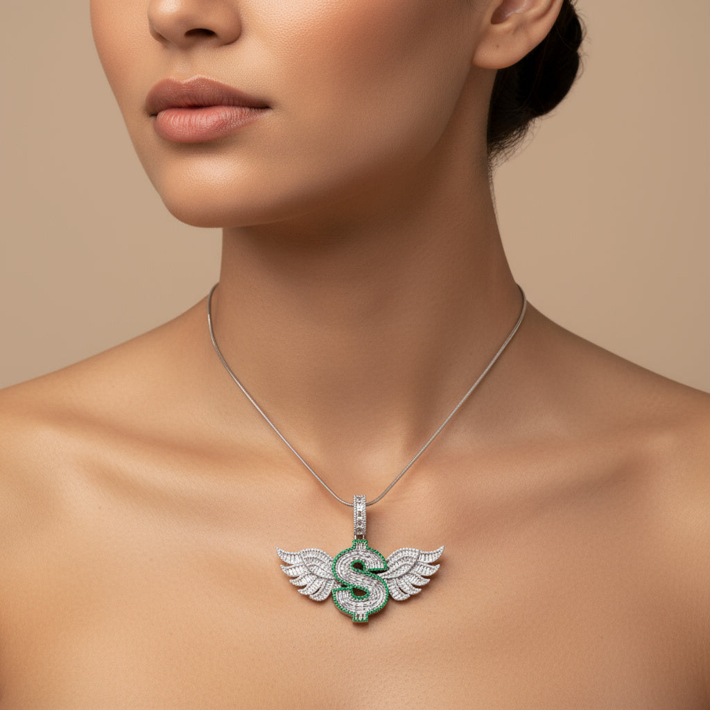 Dije de Plata .925 Especial Dollar Wings con Brillantes Zirconias mod. 1461