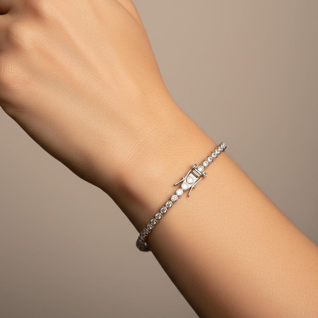 Pulsera de Plata .925 de Diseño de Tenis Incrustado de Zirconias mod. 1492