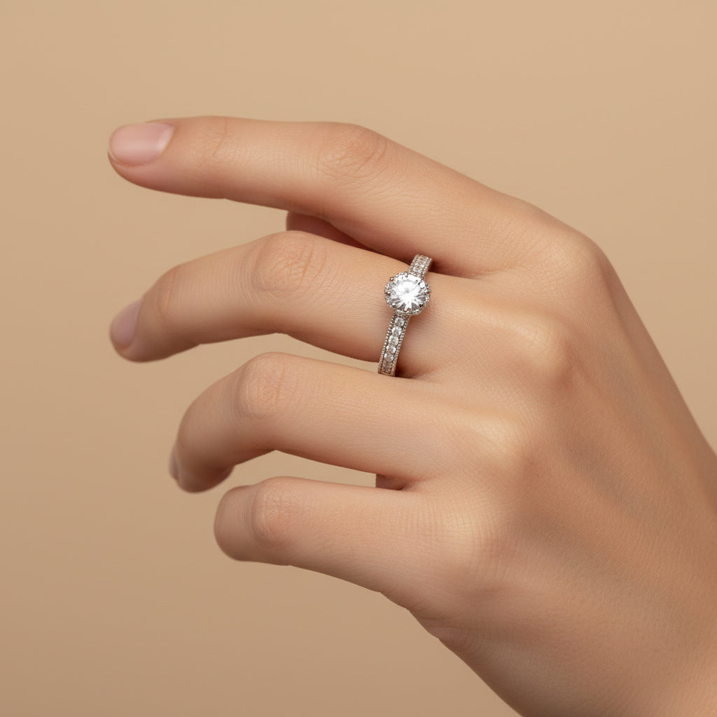 Anillo Solitario de Plata .925 con Zirconias Finas mod. 1498