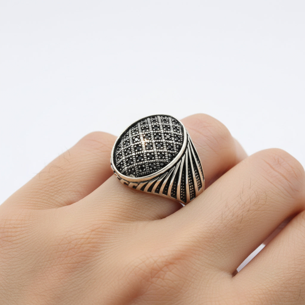 Anillo de Plata .925 Diseño Otomano con Incrustación de Zirconias 1486