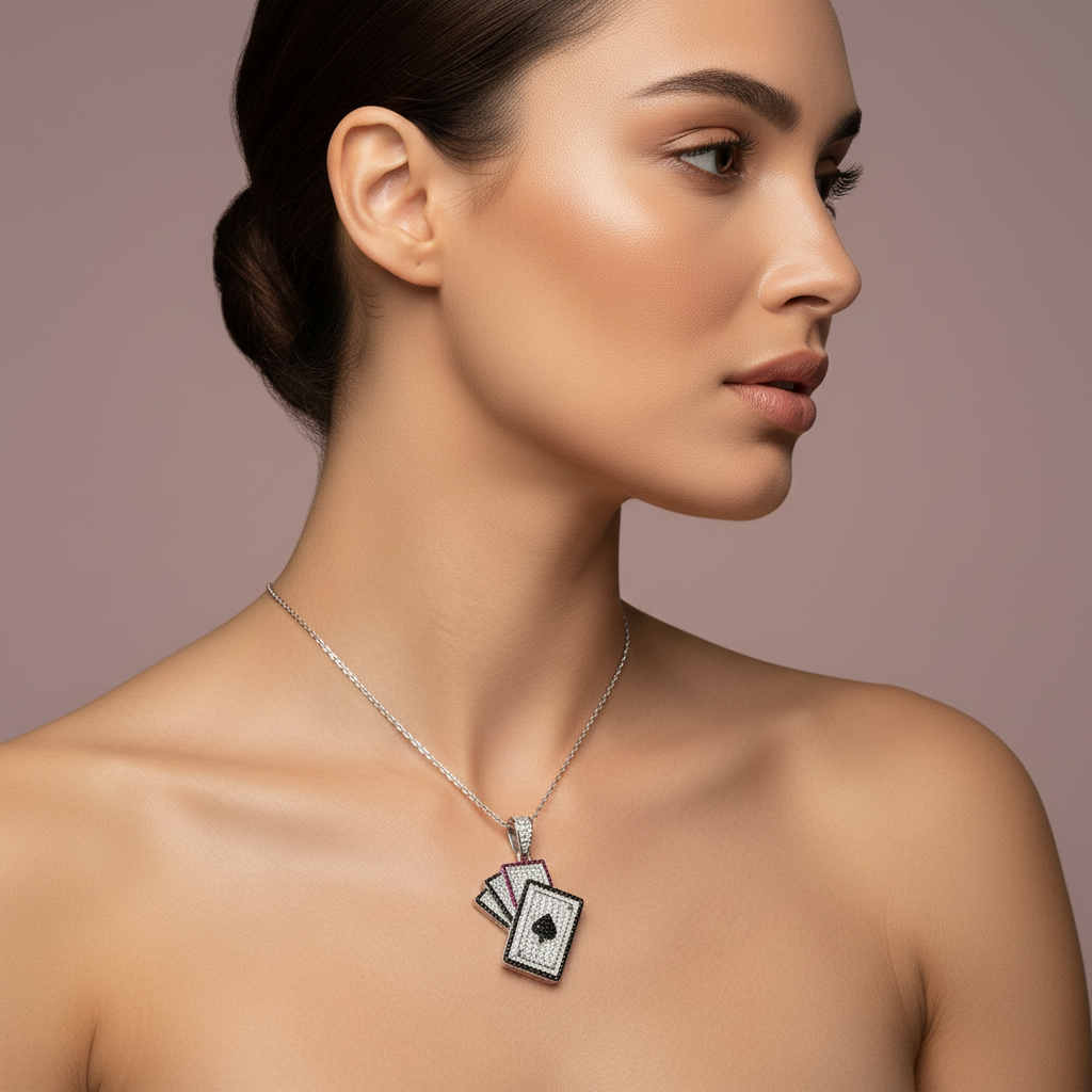 Dije  de Plata .925 Especial Baraja de Póker con Zirconias Billantes mod. 1459