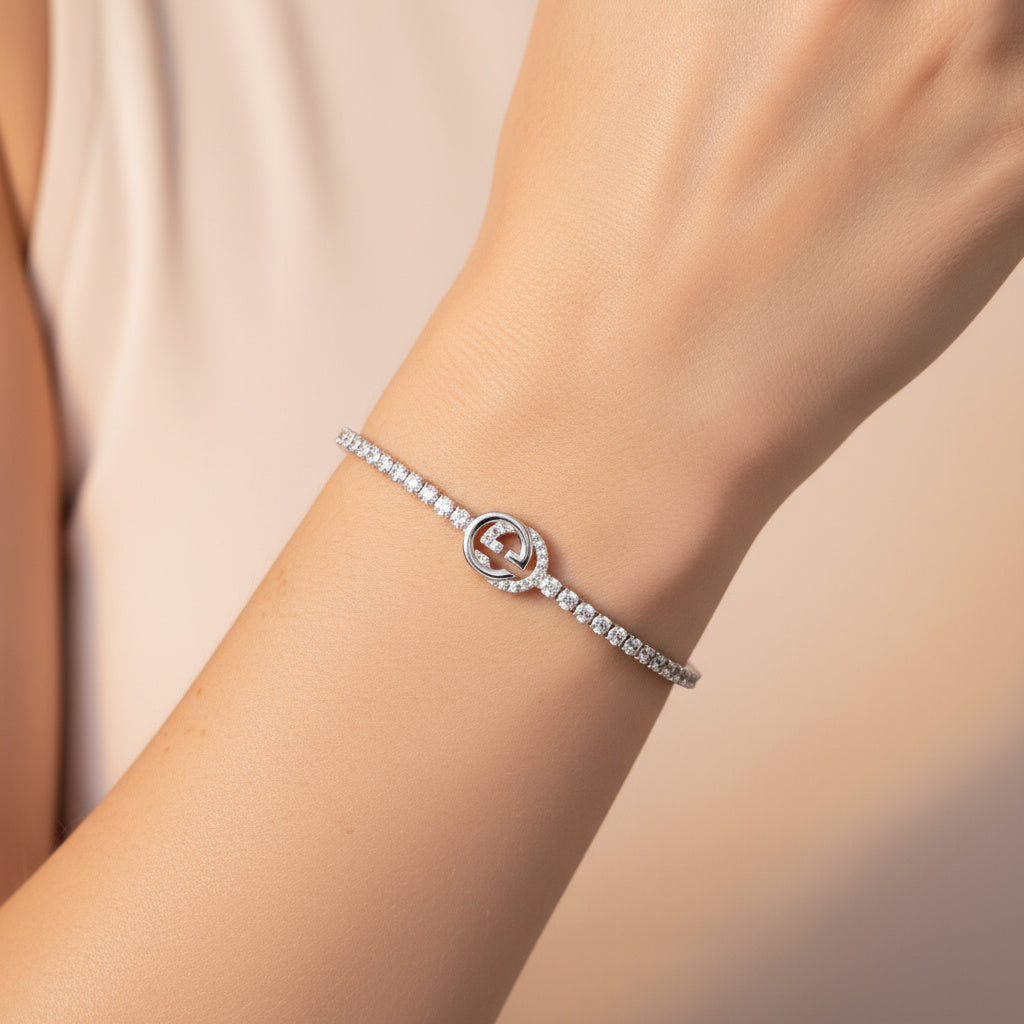 Pulsera de Plata .925 de Diseño Elegante con Zirconias Incrustadas Circular mod. 1479