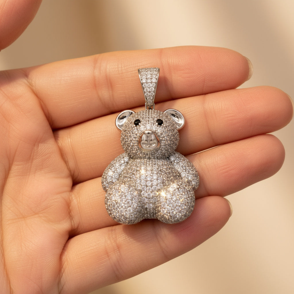 Dije de Plata .925 Especial Oso Teddy con Incrustado de Zirconias mod. 1456