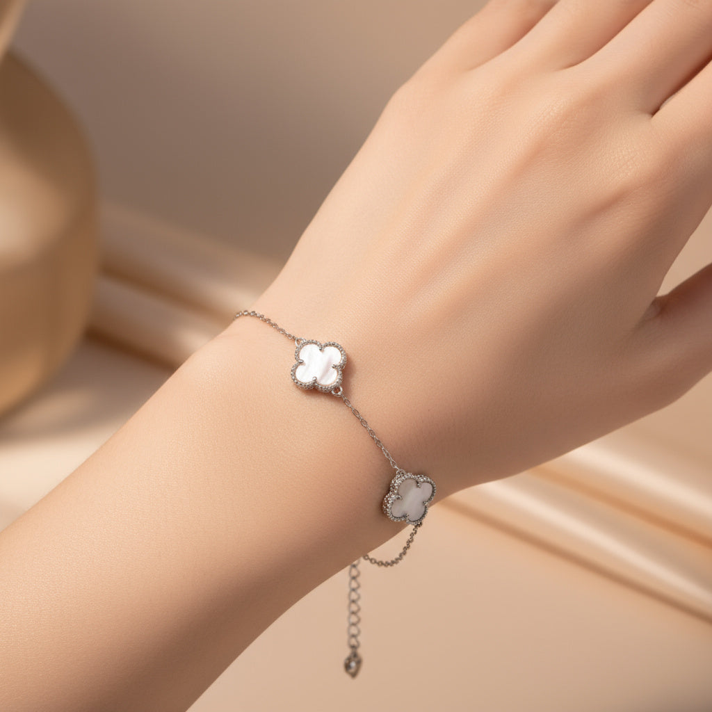 Pulsera de Plata .925 Tréboles Mediano de Madre Perla mod. 1466