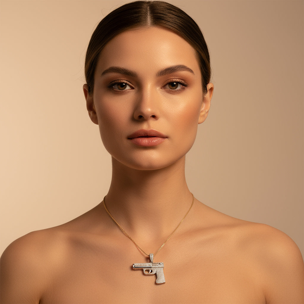 Dije de Plata .925 Especial Diseño de Arma y Zirconias Brillantes mod. 1455