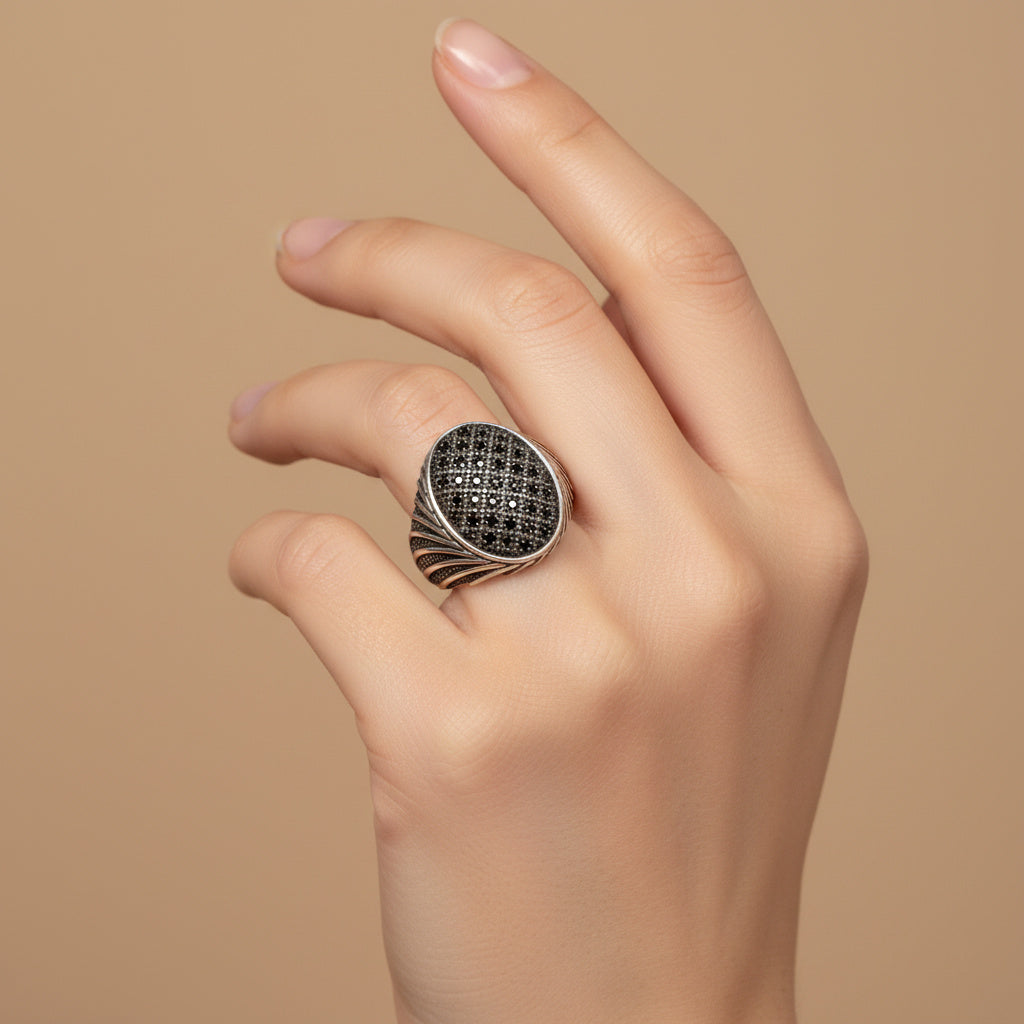 Anillo de Plata .925 Diseño Otomano con Incrustación de Zirconias 1486