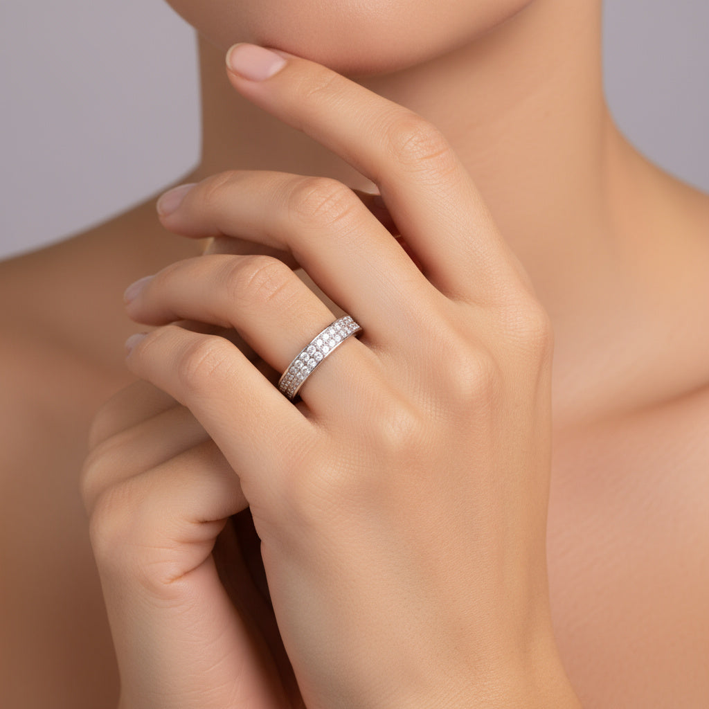 Anillo de Plata .925 con Diseño Completo de Zirconias  mod. 1496