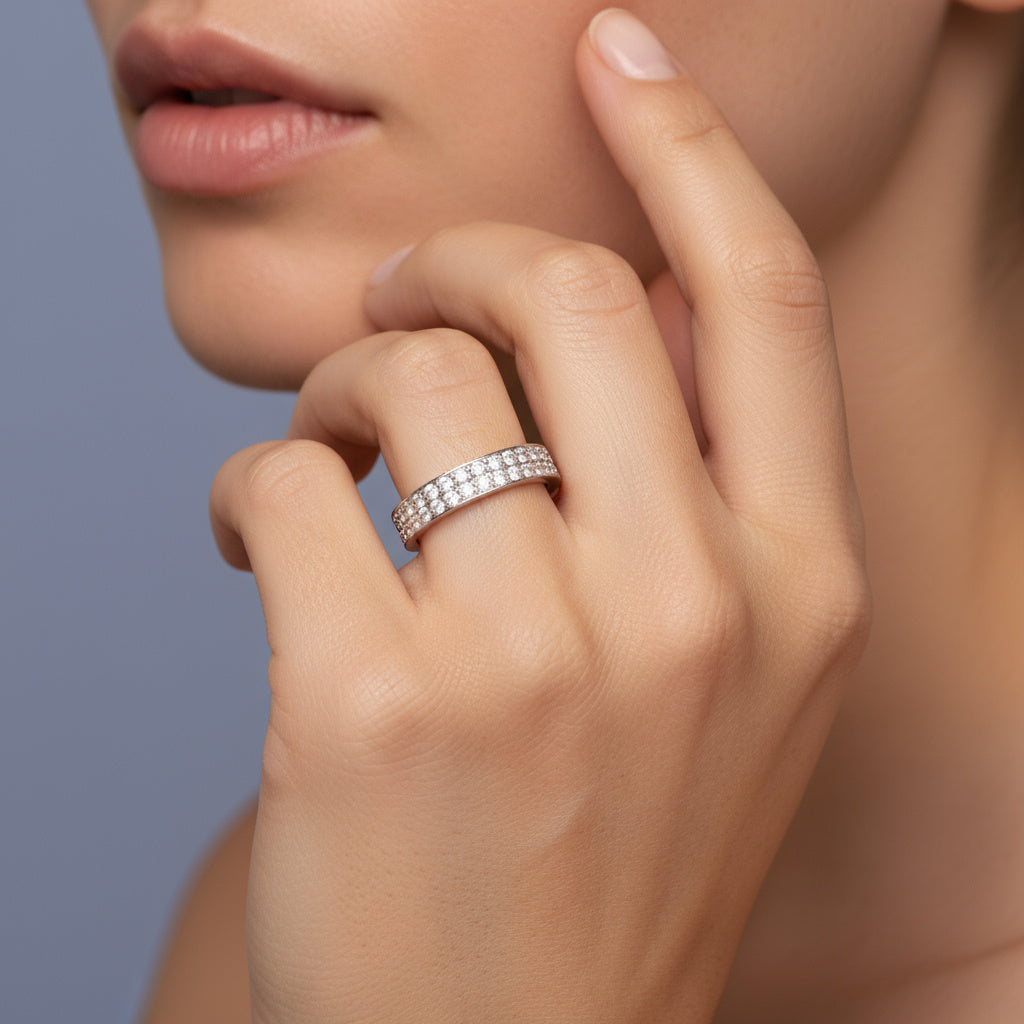 Anillo de Plata .925 Churumbela con Doble Fila de Zirconias Finas mod. 1370