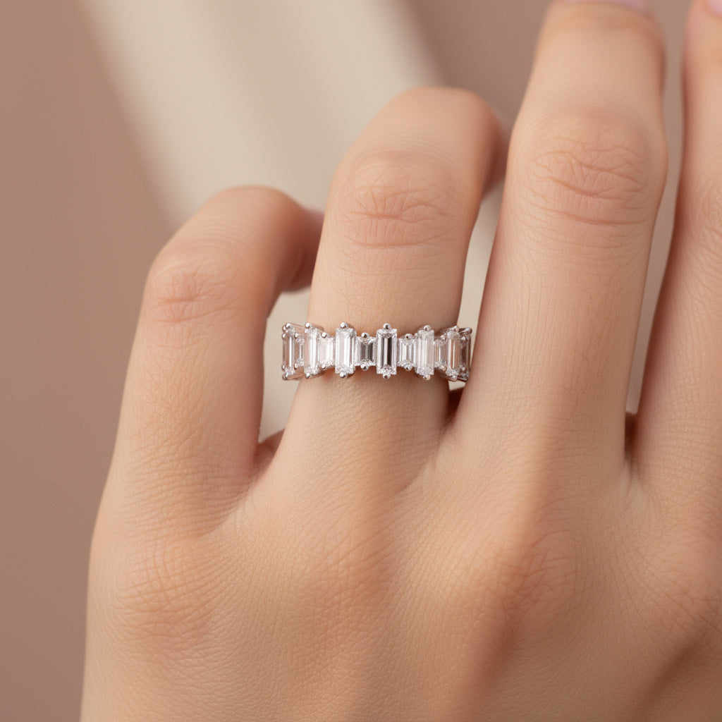 Anillo de Plata .925 Churumbela Especial con Zirconias de Corte Baguette mod. 1377