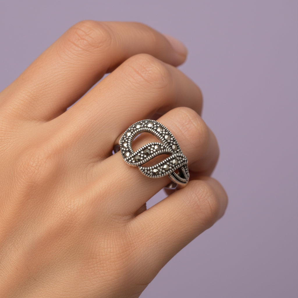 Anillo de Plata .925 Diseño de Olas de Marquesitas Finas mod. 1381