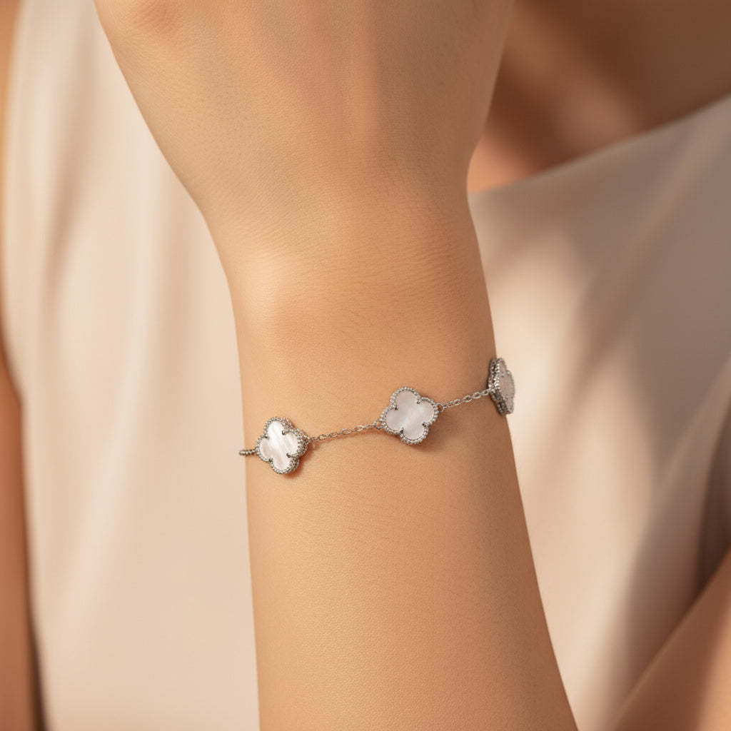 Pulsera de Plata .925 Tréboles Mediano de Madre Perla mod. 1466