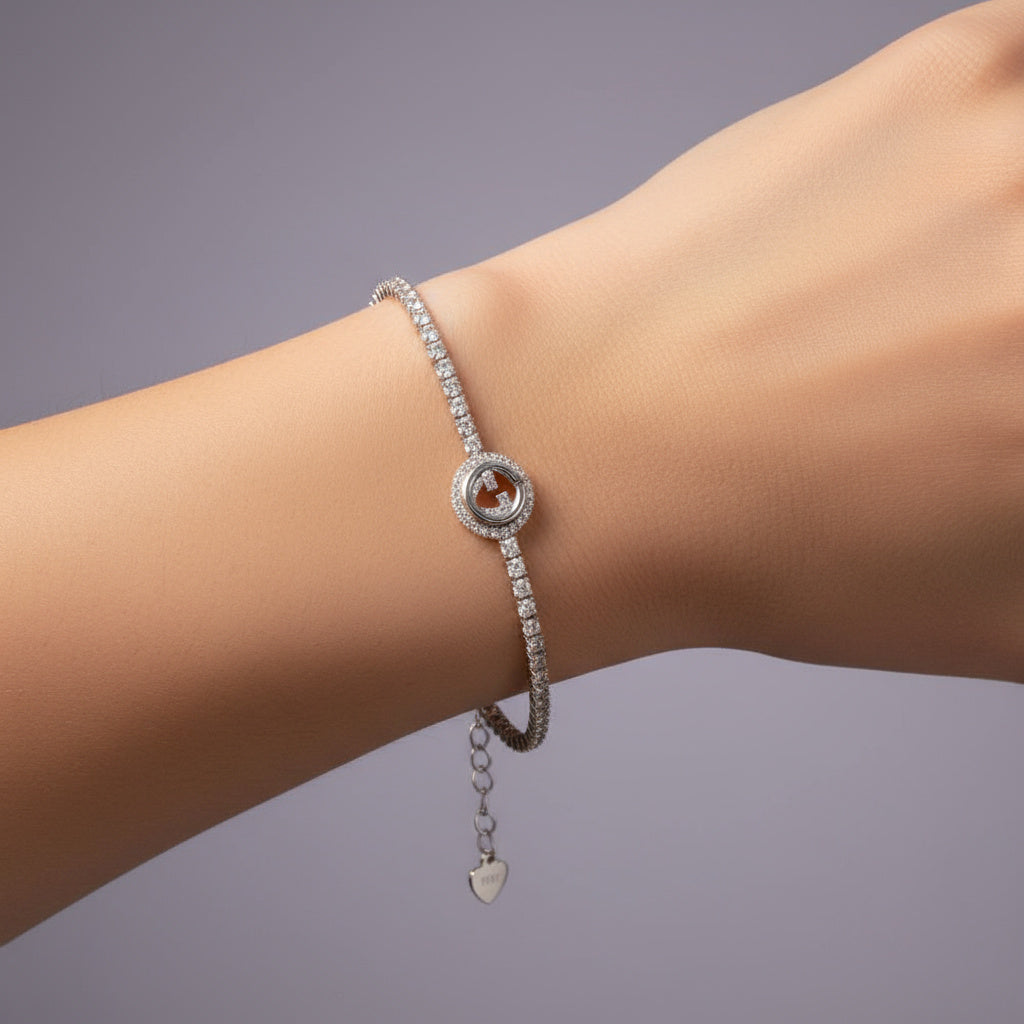 Pulsera de Plata .925 de Diseño Elegante con Zirconias Incrustadas Circular mod. 1479