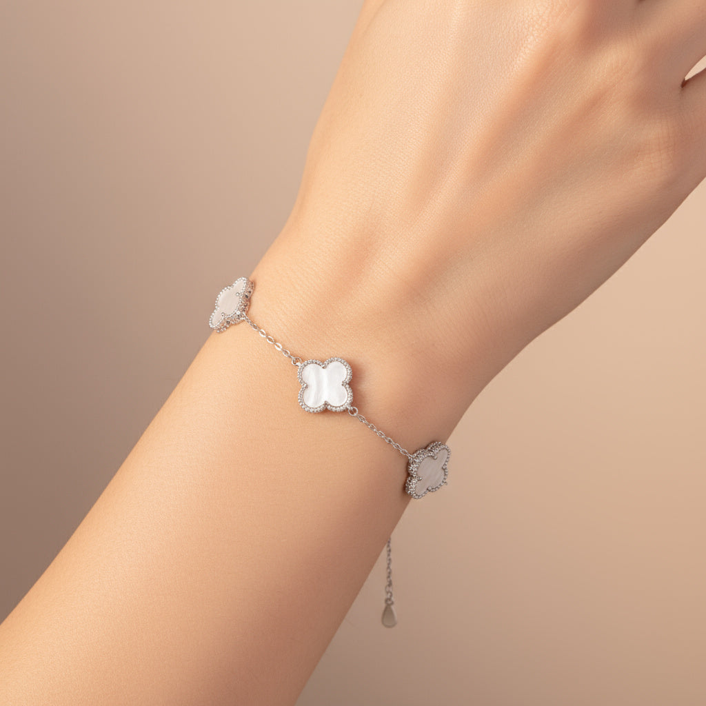 Pulsera de Plata .925 Tréboles de Madre Perla mod. 1464