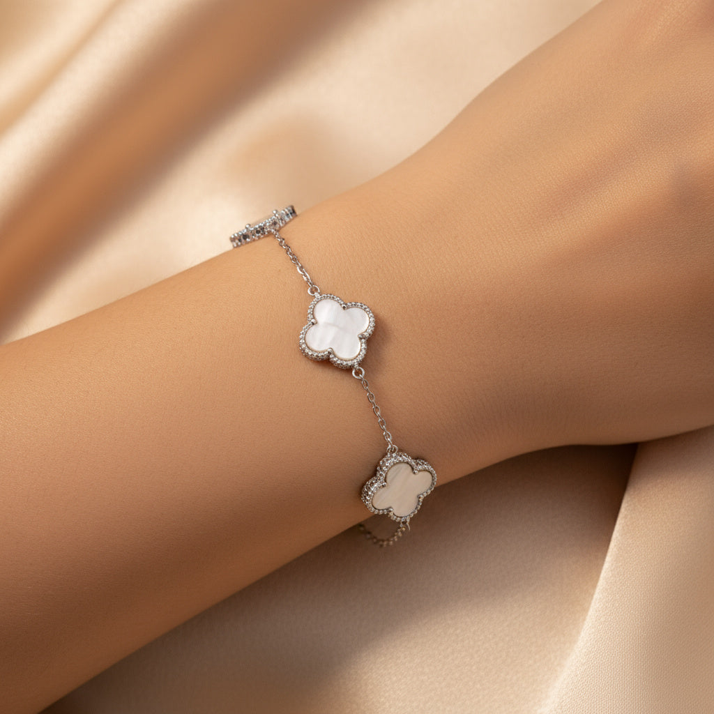 Pulsera de Plata .925 Tréboles de Madre Perla mod. 1464